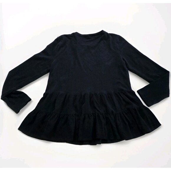 Zara Tunic Womens L Black LS Monochrome Knit Top Tiered Hem Goth Lagenlook Boho - Picture 12 of 14